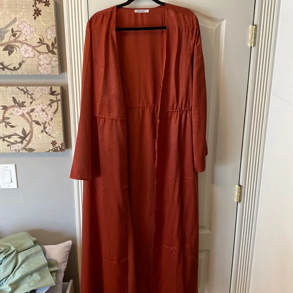 Rust colored duster drawstring - Picture 1 of 2